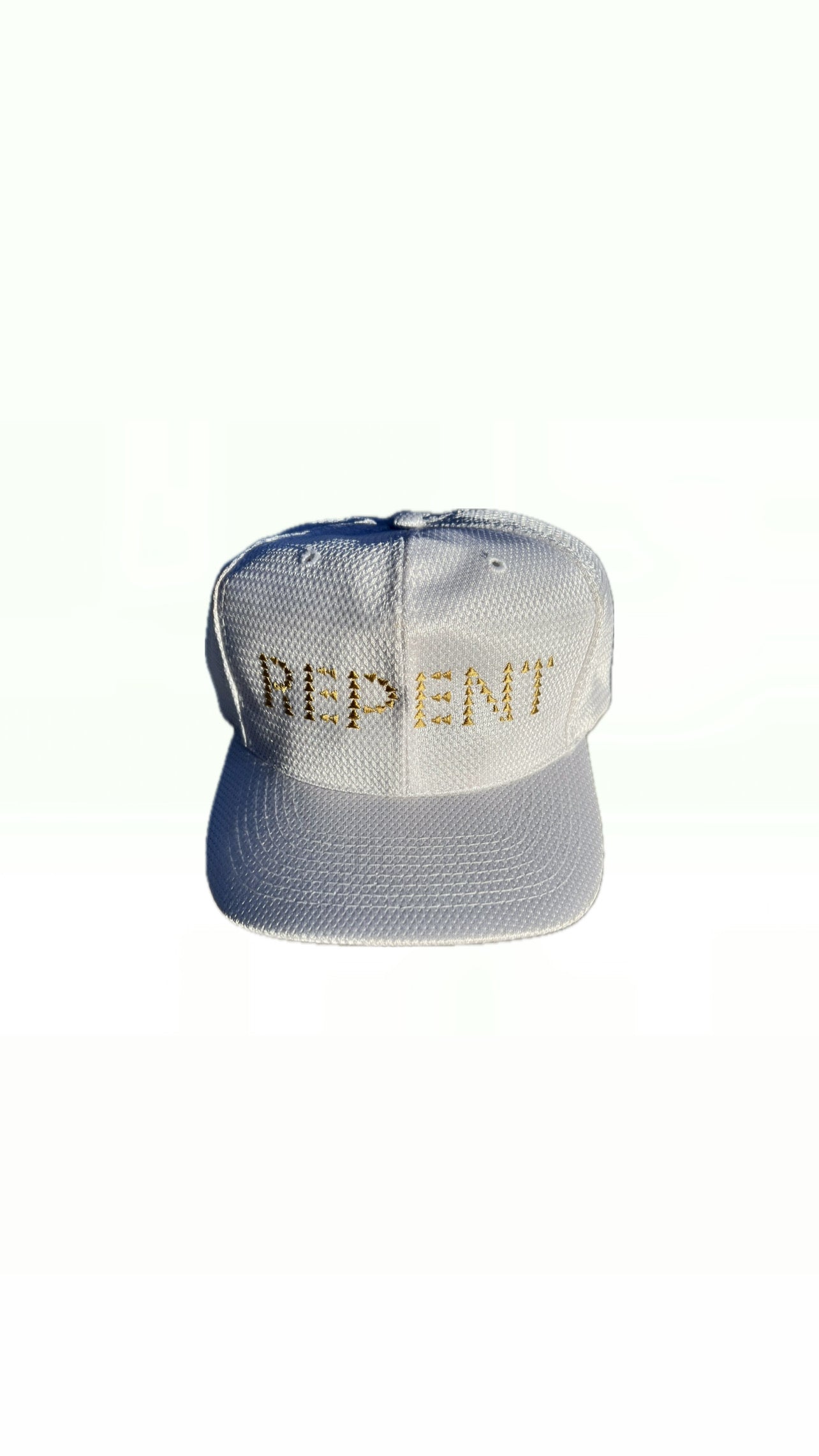 REPENT VINTAGE SATIN SNAPBACK – WHITE/GOLD (1 of 1)
