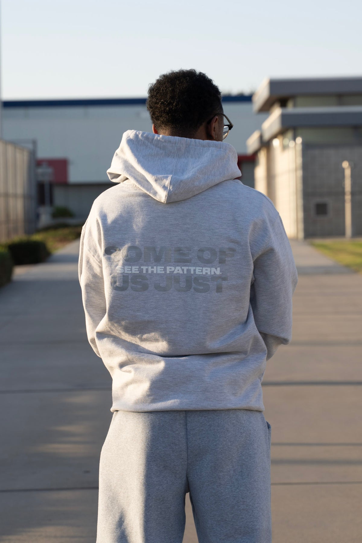 THE HONESTGAINZZ® Puff Print 50/50 Hoodie — “Some of Us Just See the Pattern” | Light Gray