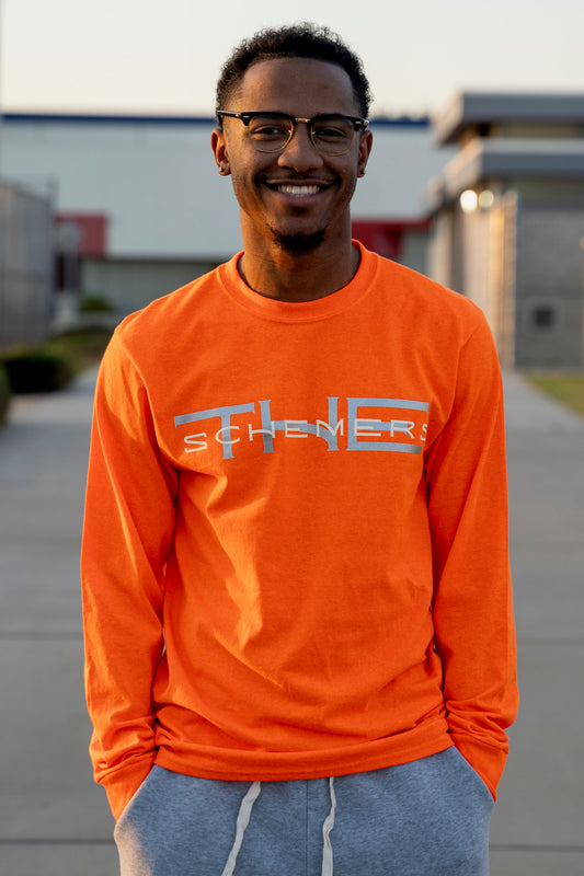 THE SCHEMERS™ Core Statement Construction Orange Long Sleeve Tee — The Pattern Edition