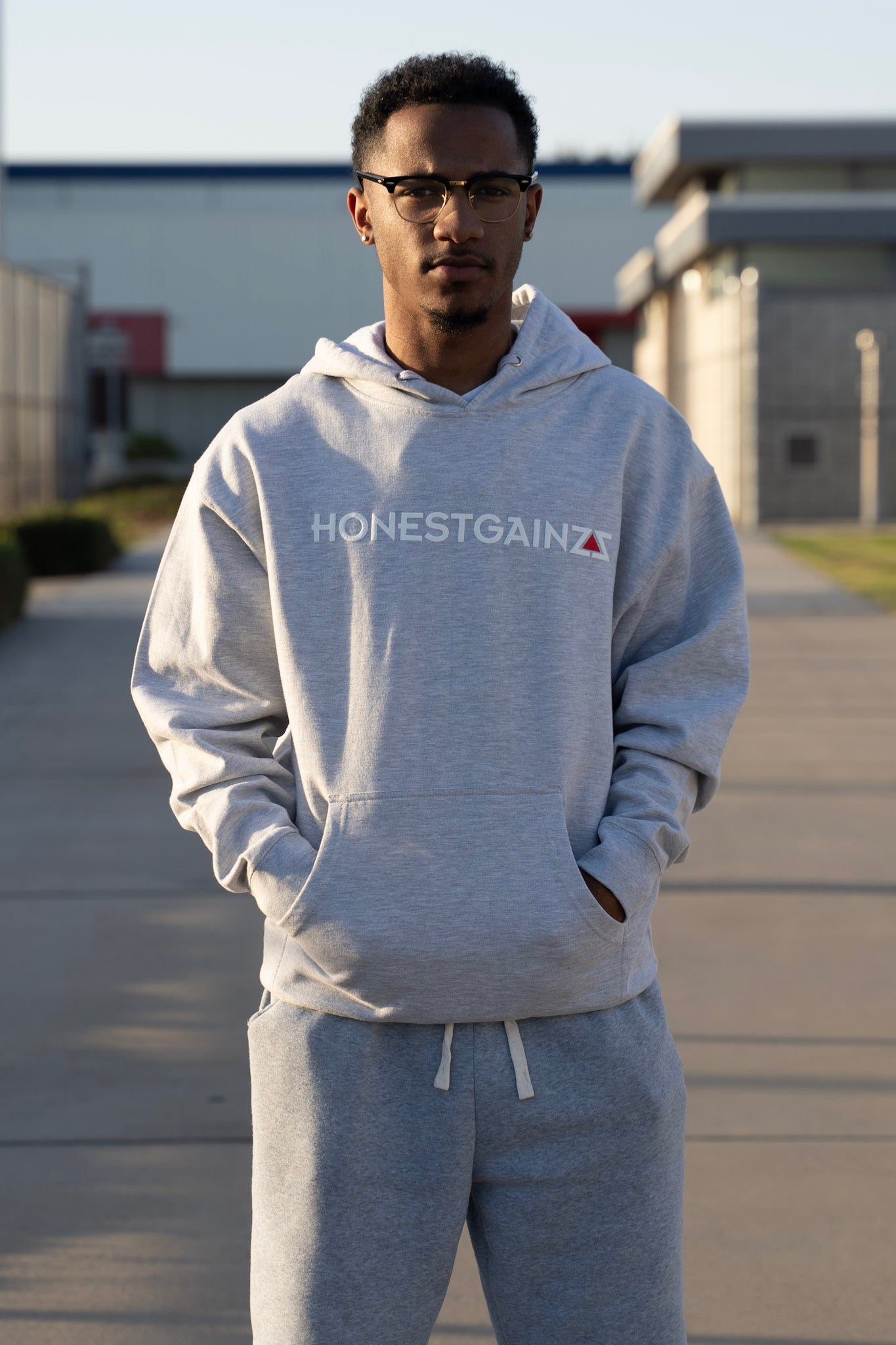 THE HONESTGAINZZ® Puff Print 50/50 Hoodie — “Some of Us Just See the Pattern” | Light Gray