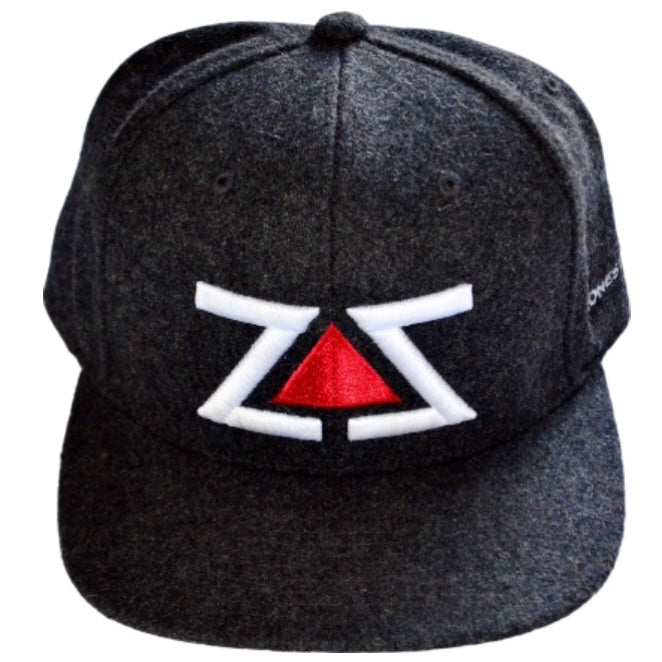 ZZ WOOL GREY, WHITE & RED SNAPBACK HAT