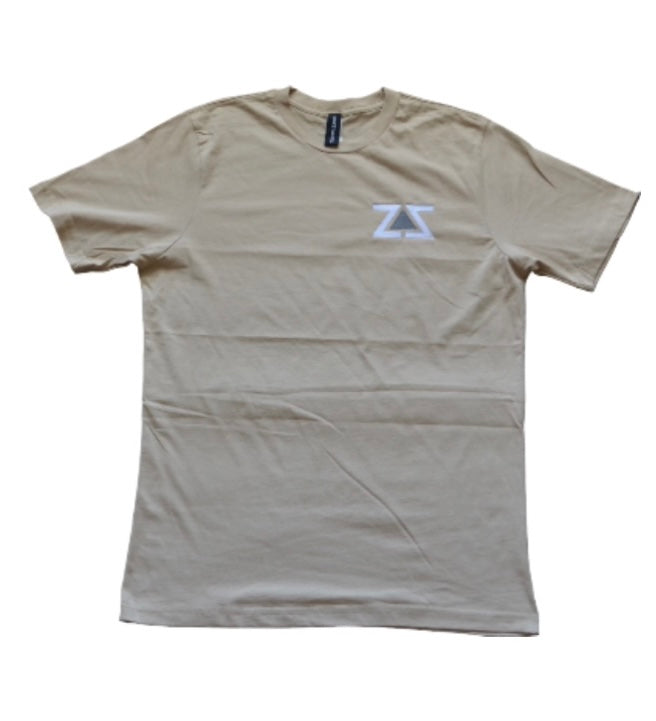 Deluxe Tee Embroidery White/Gray logo