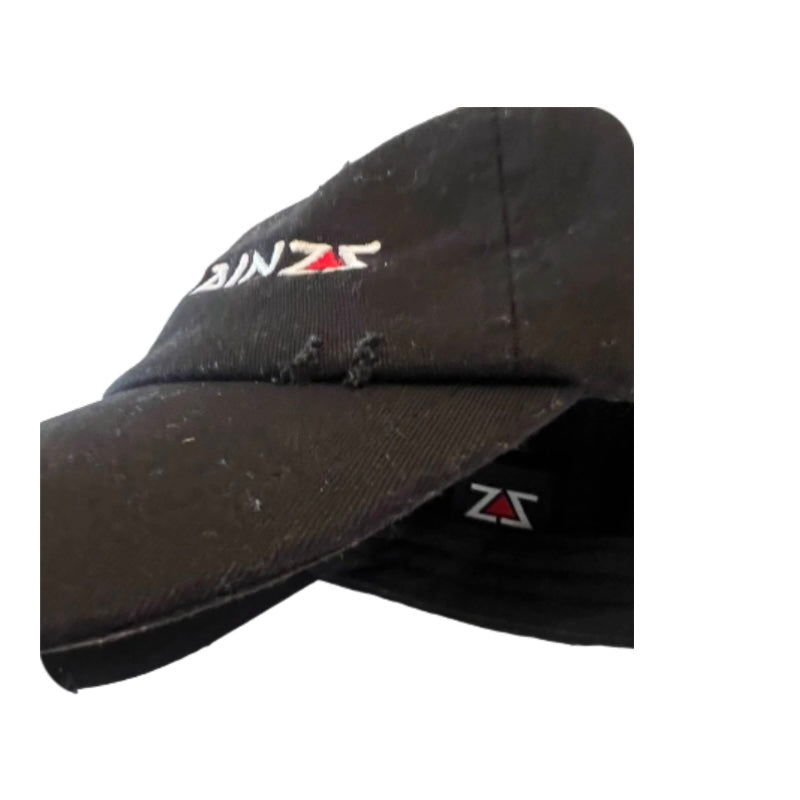 HONESTGAINZZ BLACK COTTON DISTRESSED DAD HAT ADJUSTABLE VELCRO STRAP