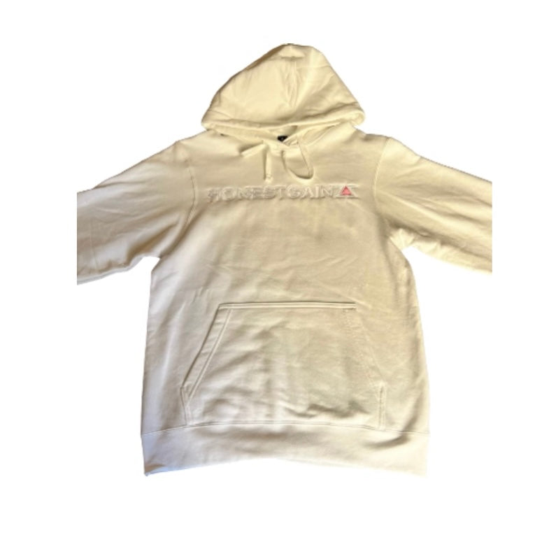 HONESTGAINZZ HOODIE TONAL WHITE & PINK EMBROIDERY