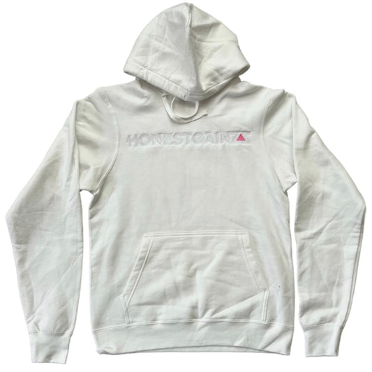 HONESTGAINZZ HOODIE TONAL WHITE & PINK EMBROIDERY