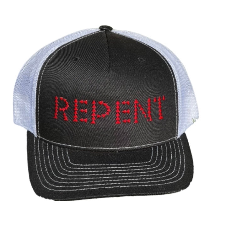 REPENT BLACK WHITE & RED SNAPBACK TRUCKER HAT