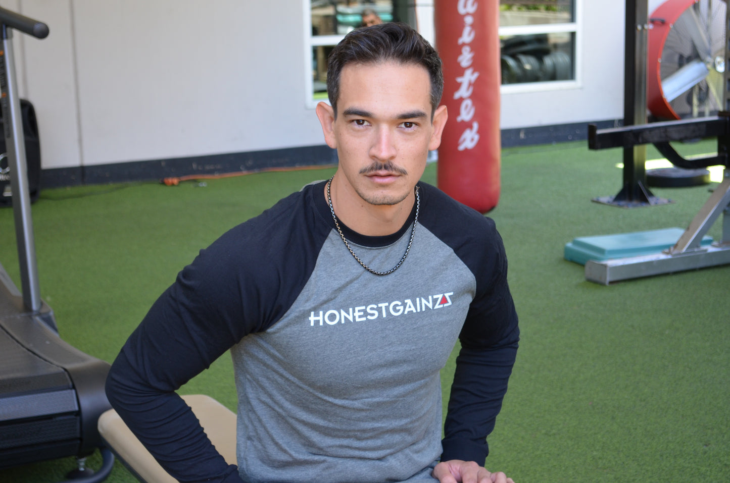 Honestgainzz™ Heather Deep / Black Men's Jersey Long-Sleeve Basebal