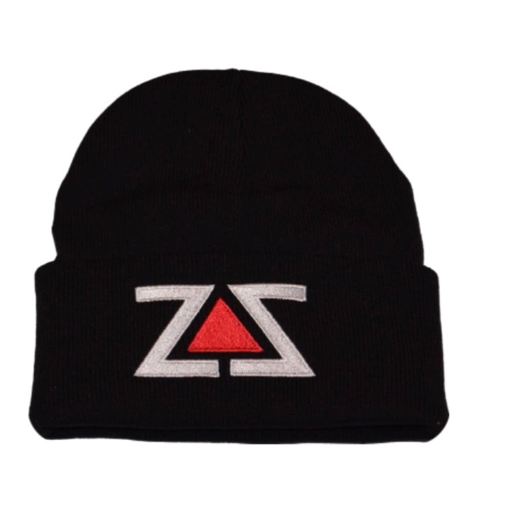 ZZ BEANIE - BLACK, WHITE & RED EMBROIDERY