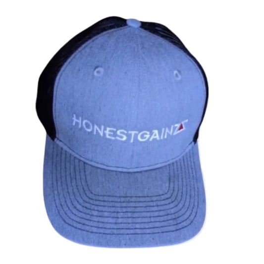 HONESTGAINZZ CLASSIC TRUCKER HAT HEATHER GREY & BLACK