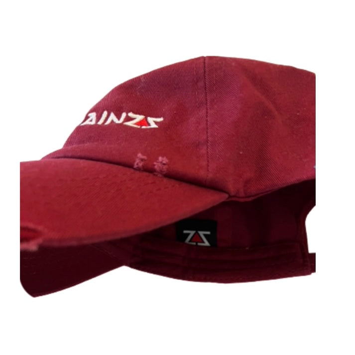 HONESTGAINZZ MAROON COTTON DISTRESSED DAD HAT ADJUSTABLE VELCRO STRAP